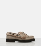 Brunello Cucinelli Monili shearling-trimmed suede boat shoes