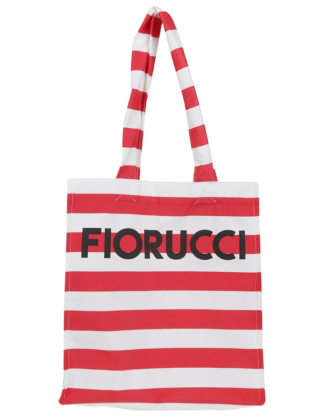 Fiorucci Red Striped Logo Print Nylon Tote Bag
