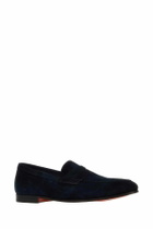 Santoni Navy Blue Suede Carlos Loafers