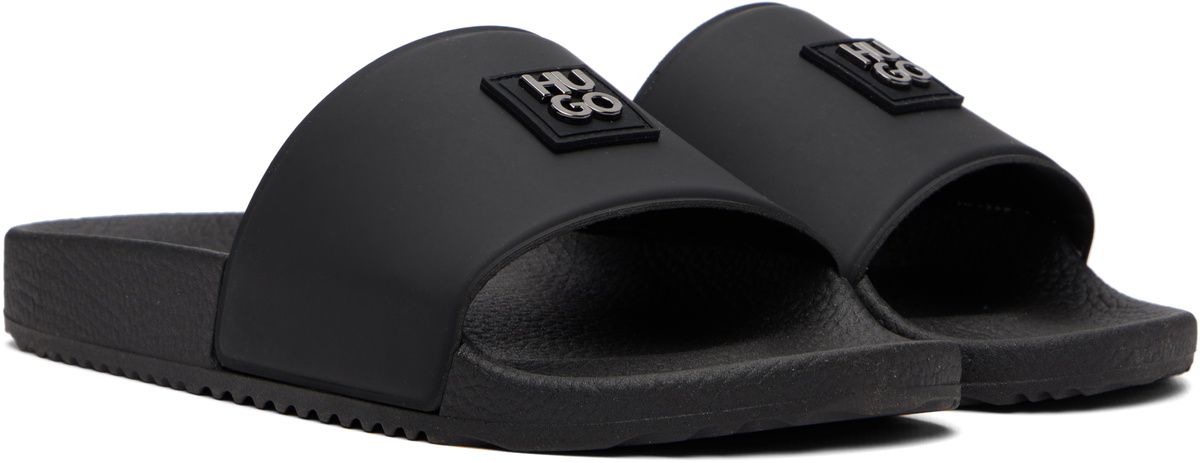 Hugo Black Logo Hardware Sandals