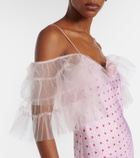 Rodarte Floral-appliqué printed silk slip dress
