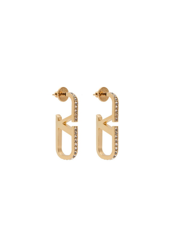 Photo: Valentino Vlogo Crystal-embellished Hoop Earrings - Gold - One Size