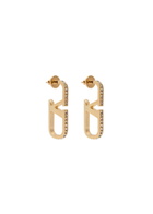 Valentino Vlogo Crystal-embellished Hoop Earrings - Gold - One Size