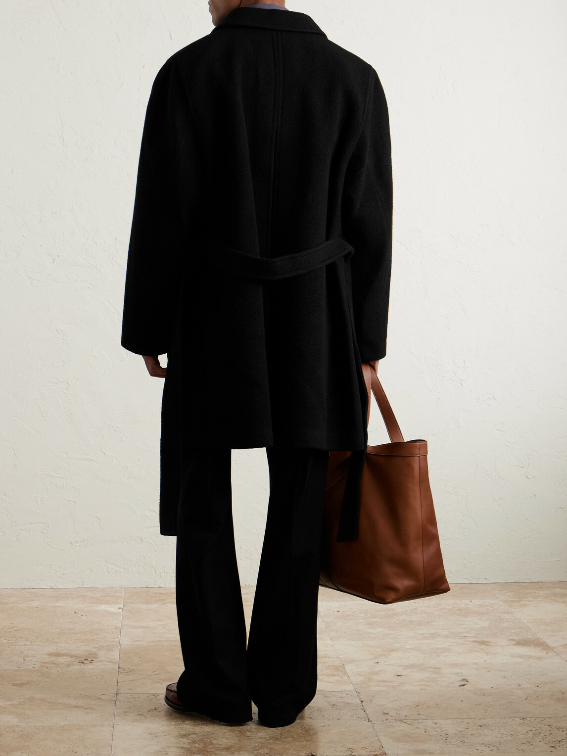 Amomento - Belted Wool-Blend Coat - Black