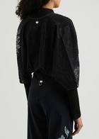 High Joyful Cropped Lace Cardigan Navy