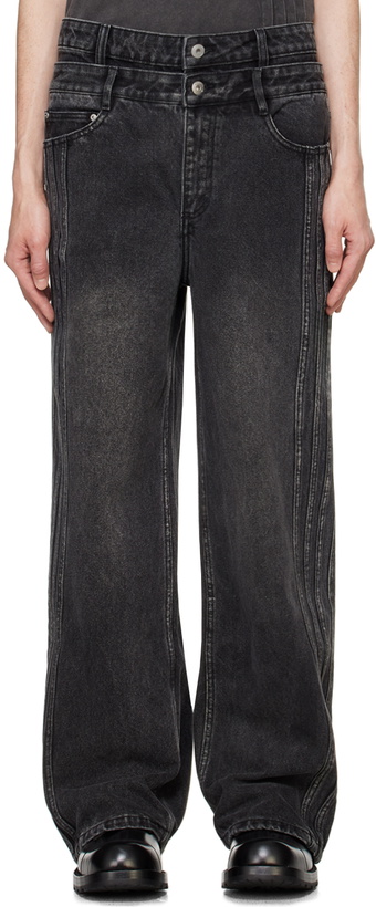 Photo: Feng Chen Wang Black Seaming Double Waist Jeans