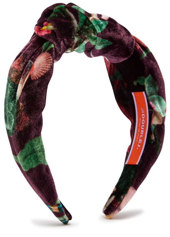 Photo: LA Double J Love Knot Floral-print Velour Headband - Multicoloured - One Size