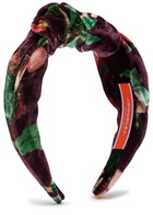 LA Double J Love Knot Floral-print Velour Headband - Multicoloured - One Size
