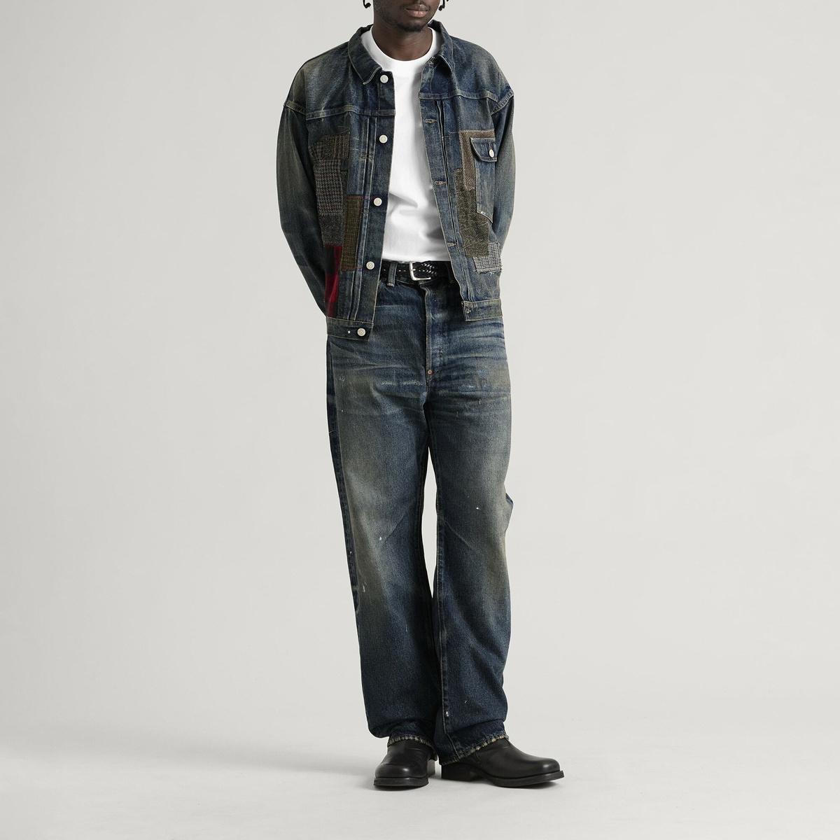 Junya Watanabe MAN Men's Custom Patchwork Denim Jeans in Indigo Mix