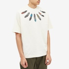 Marcelo Burlon Men's Collar Feathers Oversized T-Shirt in Ecru