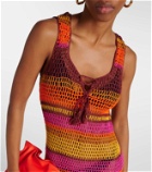 Anna Kosturova Striped crochet cotton maxi dress
