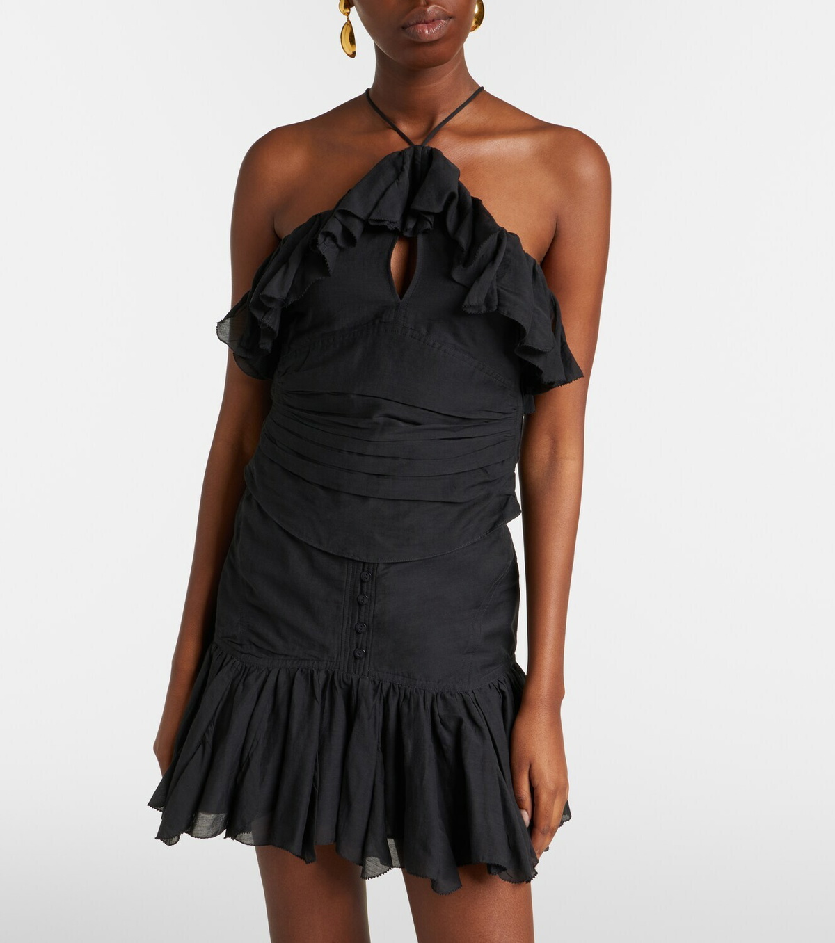 Marant Etoile Djimia halterneck cotton-blend voile top