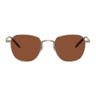 Garrett Leight Gold and Brown World Sunglasses