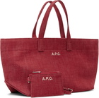 A.P.C. Red 'Le Drummer' Toile Small Tote