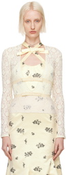Yuhan Wang Off-White Ribbon Tied Lace Blouse
