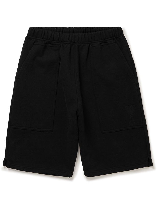 Photo: AMI PARIS - Logo-Embroidered Cotton-Jersey Shorts - Black
