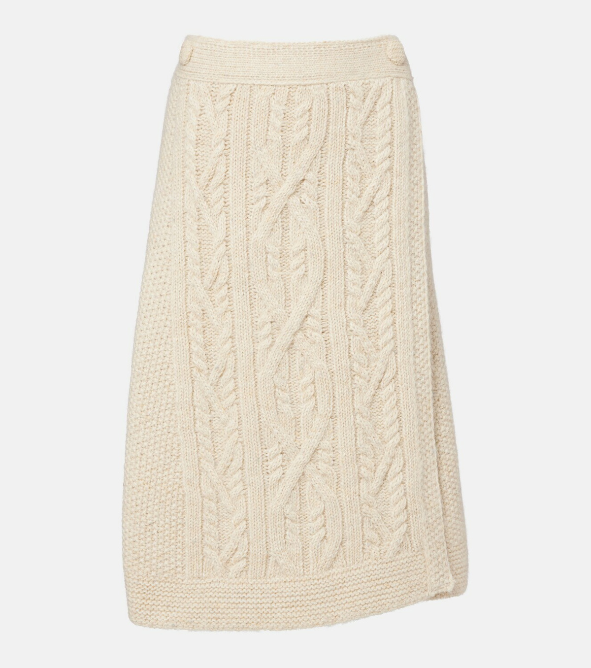 Moncler Grenoble Cable-knit wool and mohair midi skirt