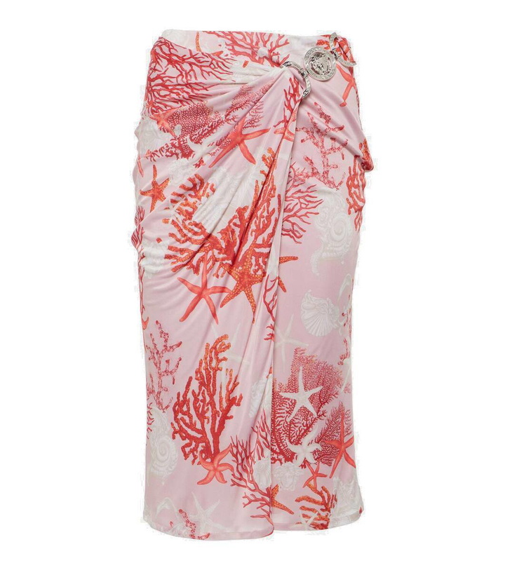 Photo: Versace Barocco Sea gathered jersey midi skirt