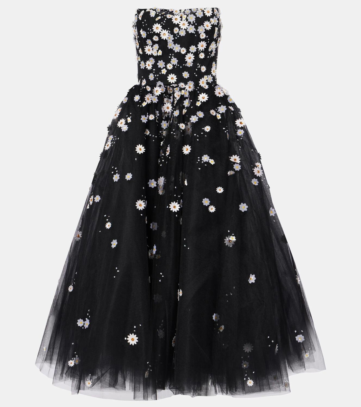 black dress with leggings Loose-fitting black tulle midi dress with a precious stone necklace – ODI  ET AMO Collection main image 0