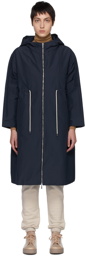 Max Mara Navy Cotton Hooded Zip-Up Eparka Coat