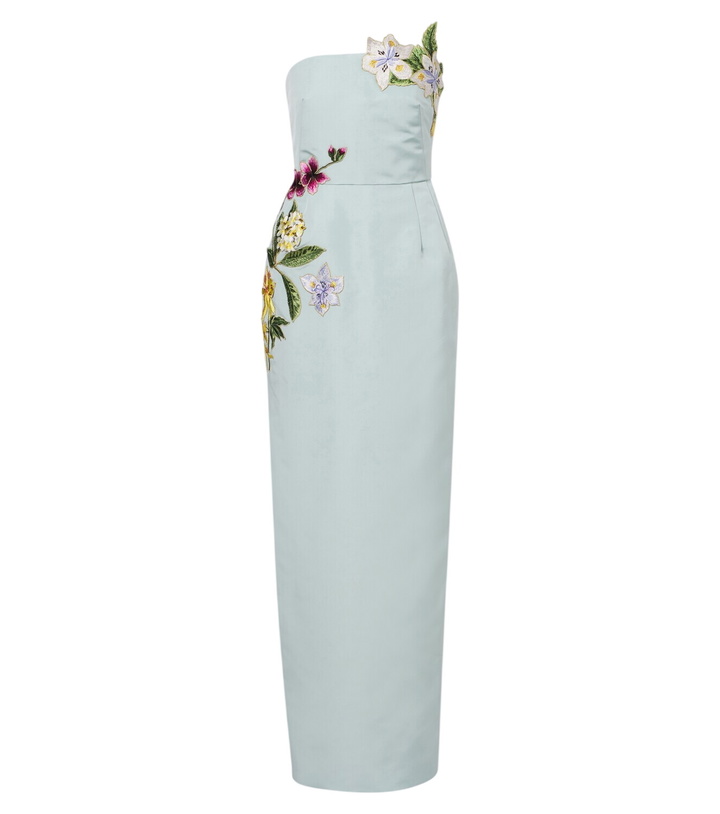 Photo: Oscar de la Renta Floral embroidered silk bustier gown
