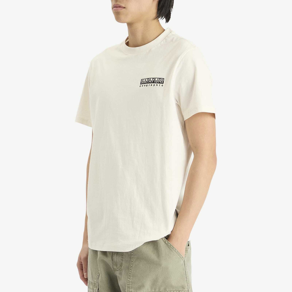 Napapijri Men's Geographic Back Print T-Shirt in White Whisper