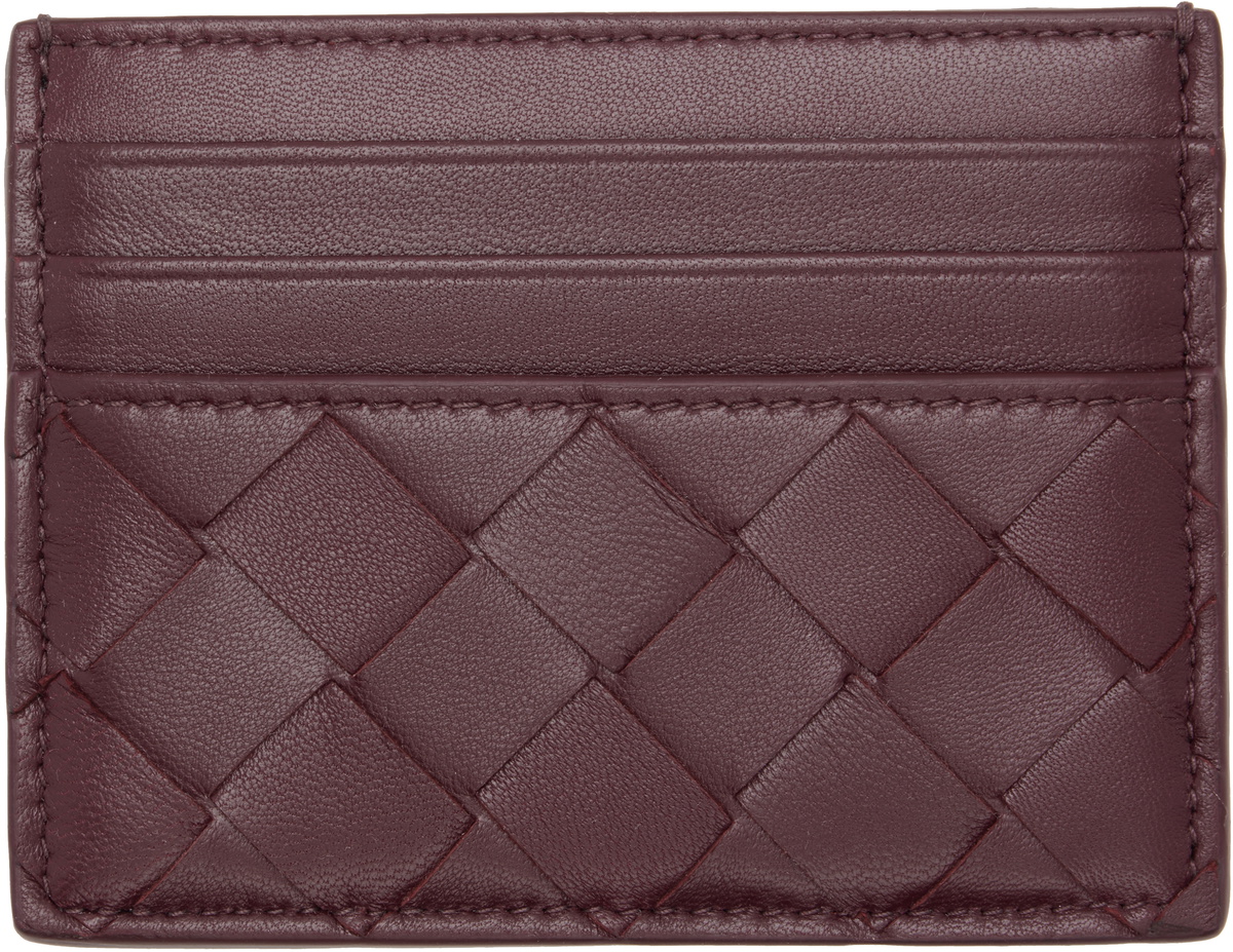 Bottega Veneta Burgundy Intrecciato Credit Card Holder