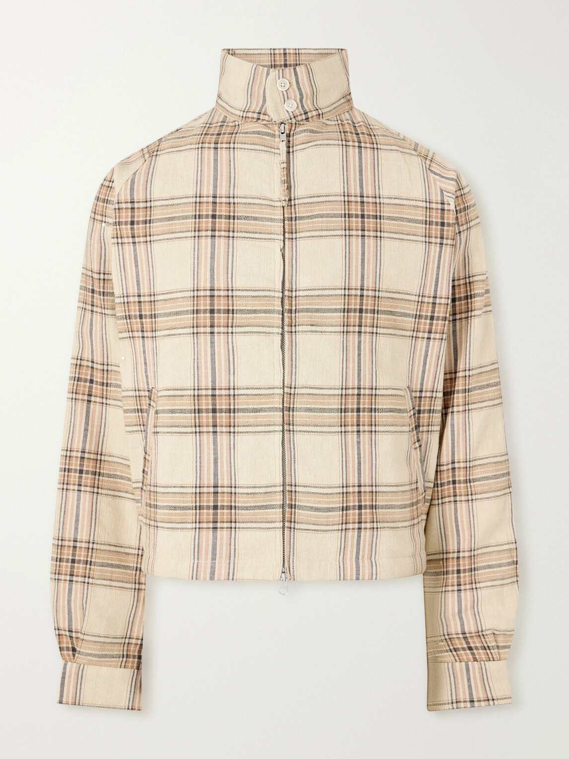 Kardo - Stanley Embroidered Checked Cotton Bomber Jacket - Neutrals