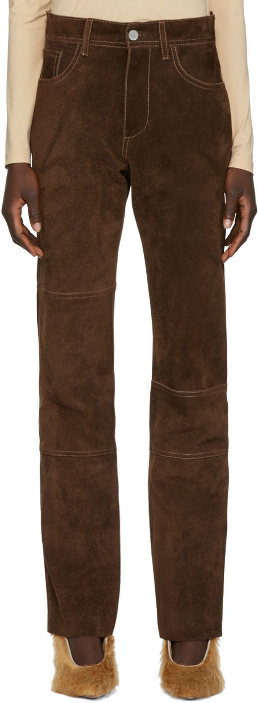 MM6 Maison Margiela Brown Suede Jeans MM6 Maison Margiela