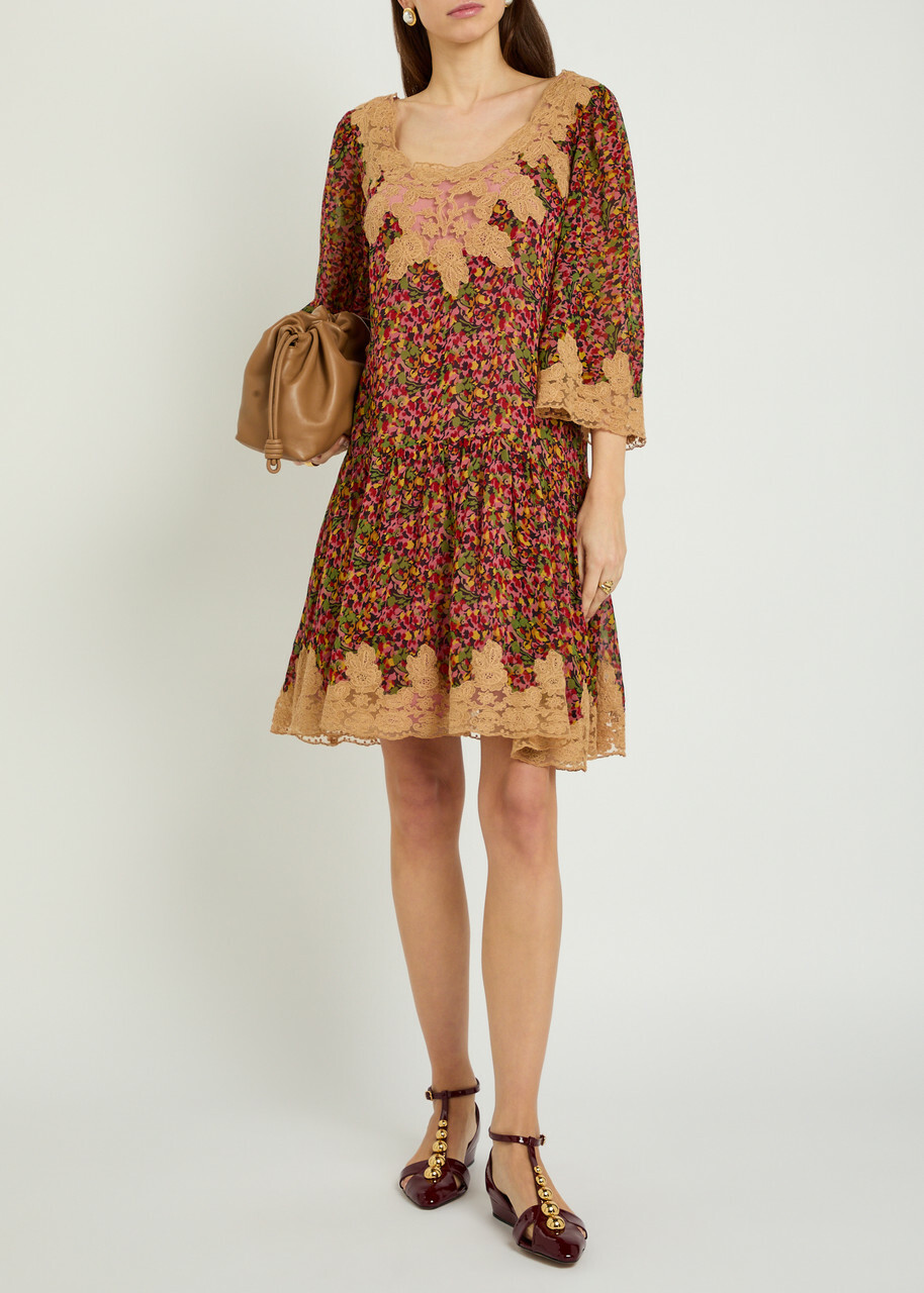 Bode Confetti Floral Silk Mini Dress Multicoloured 1