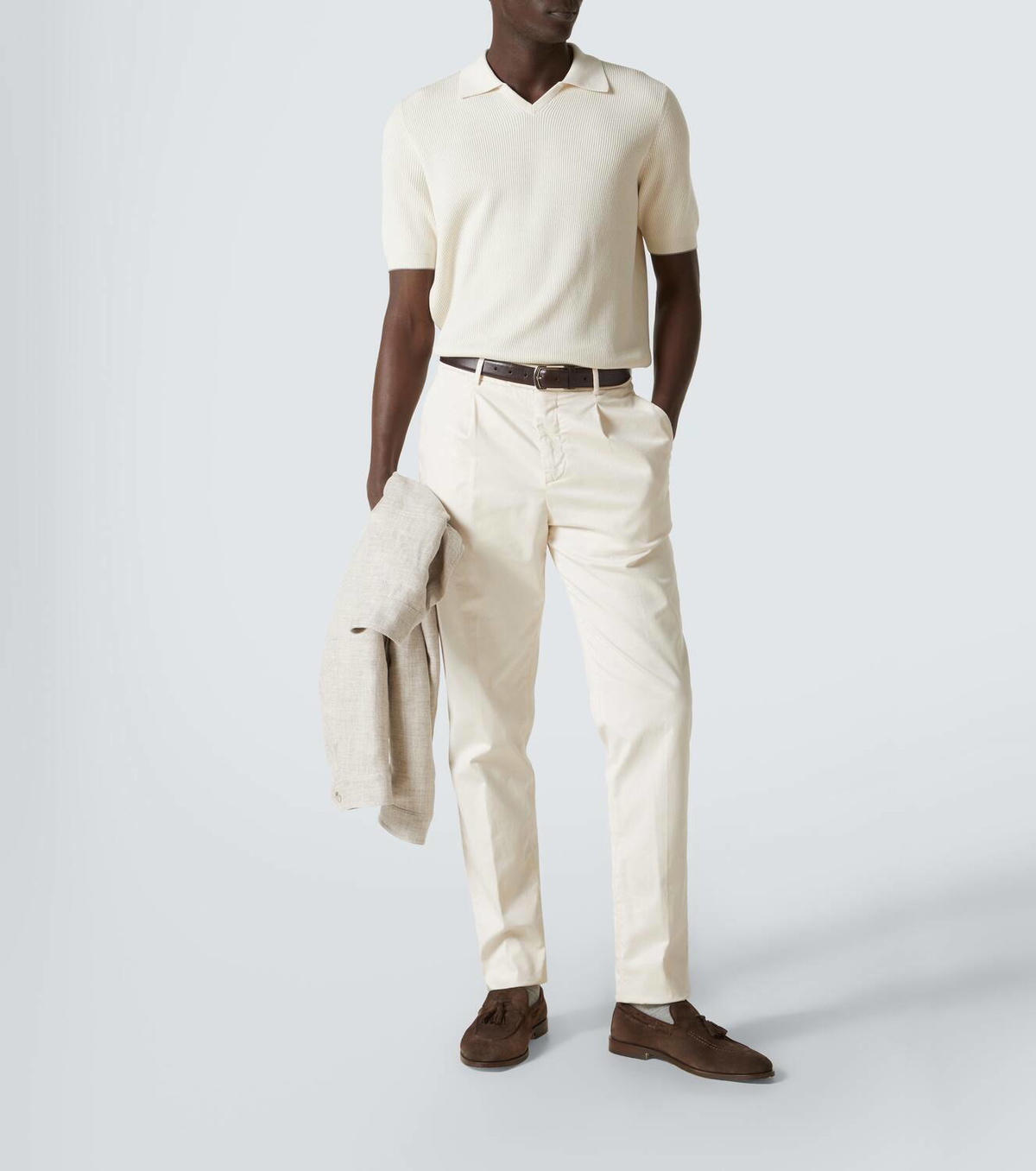 Brunello Cucinelli Ribbed-knit cotton polo sweater