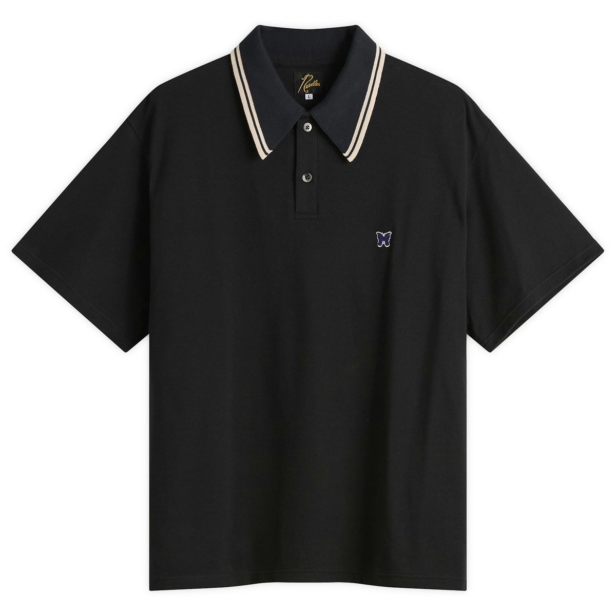 Needles Men's Pique Polo in Black