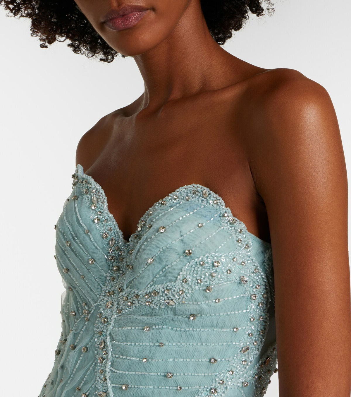 Costarellos Vivienne embellished tulle gown