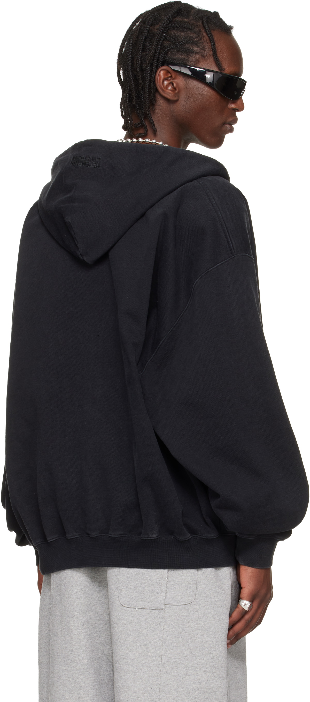 VETEMENTS Black Taped Zip-Up Hoodie
