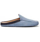 Tod's - Leather-Trimmed Suede Backless Loafers - Men - Light blue