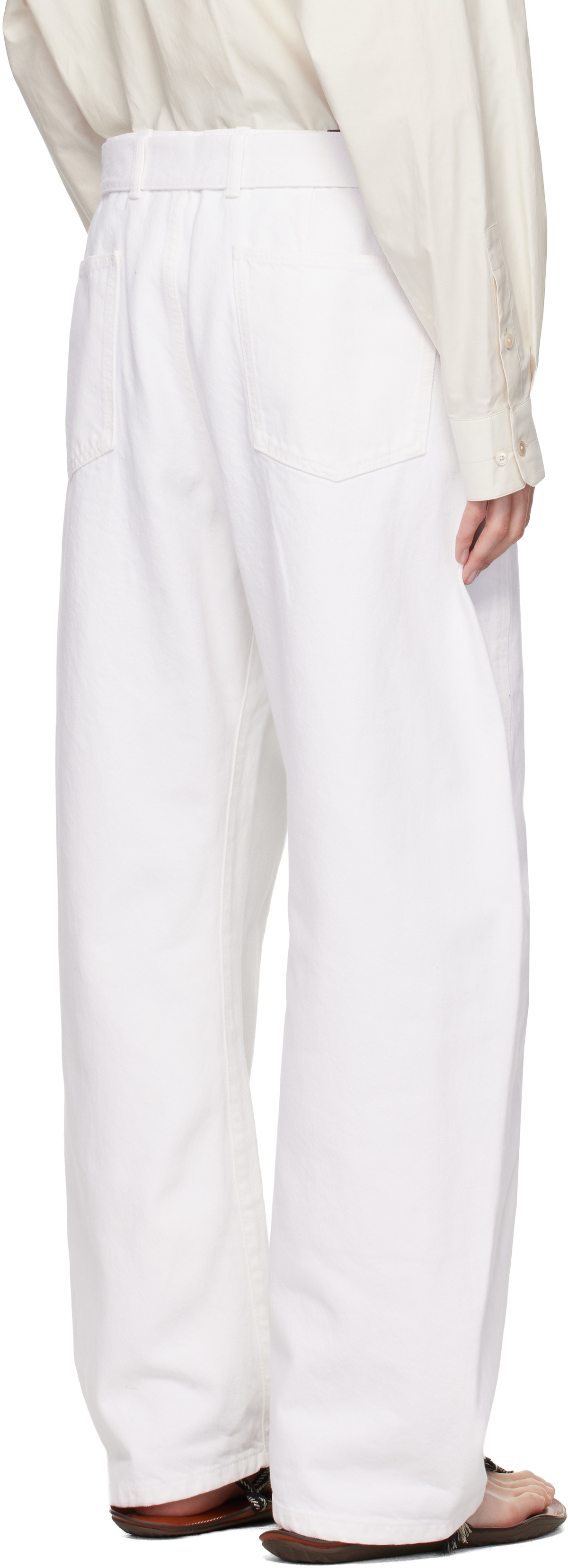 LEMAIRE White Twisted Belted Jeans