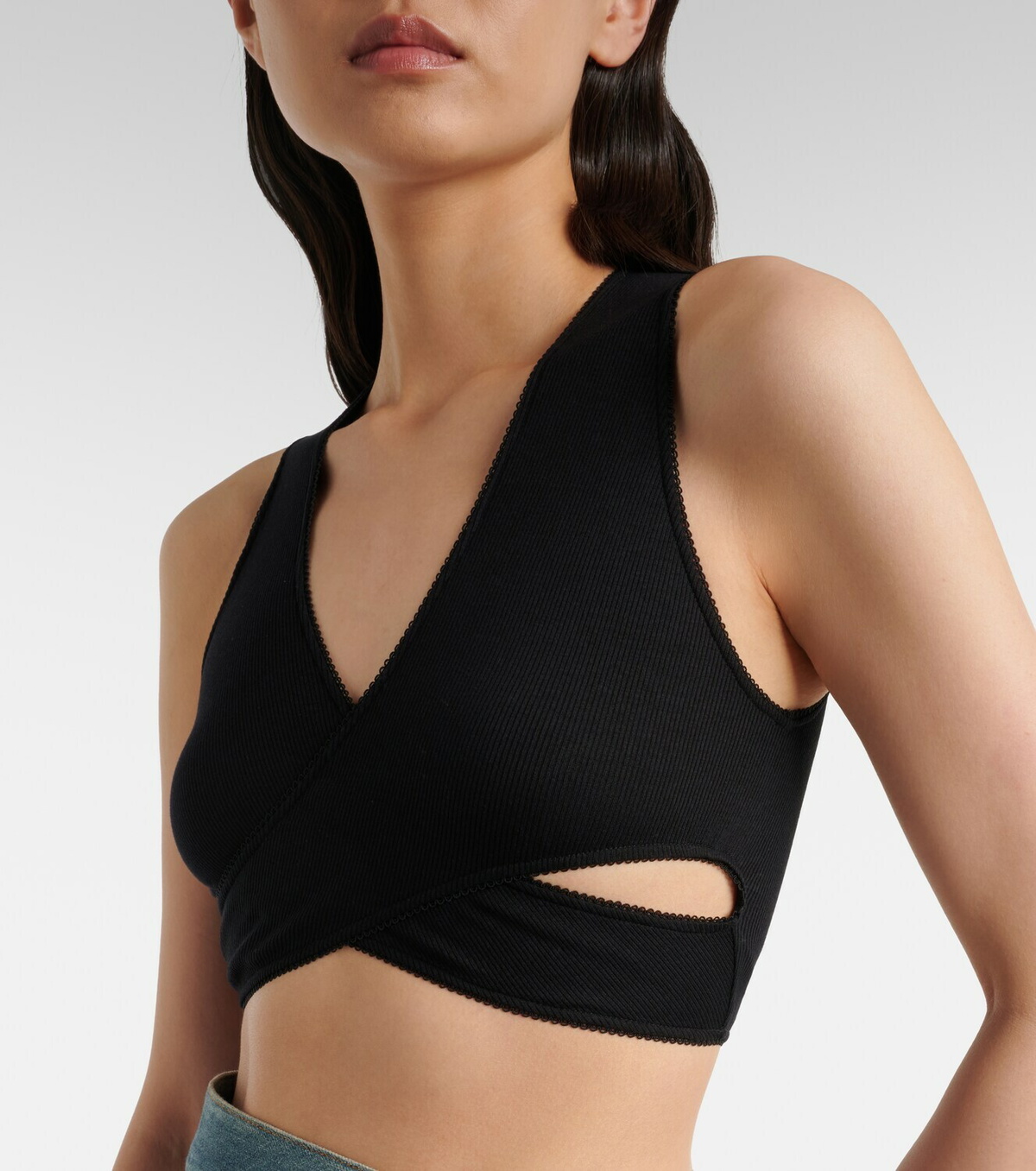 Alaïa Ribbed-knit jersey crop top