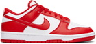 Nike White & Red Dunk Low Retro Sneakers