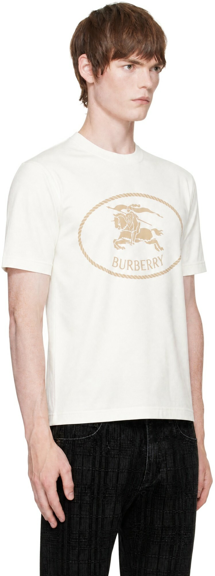 Burberry Off-White Knight Stamp Cotton T-shirt