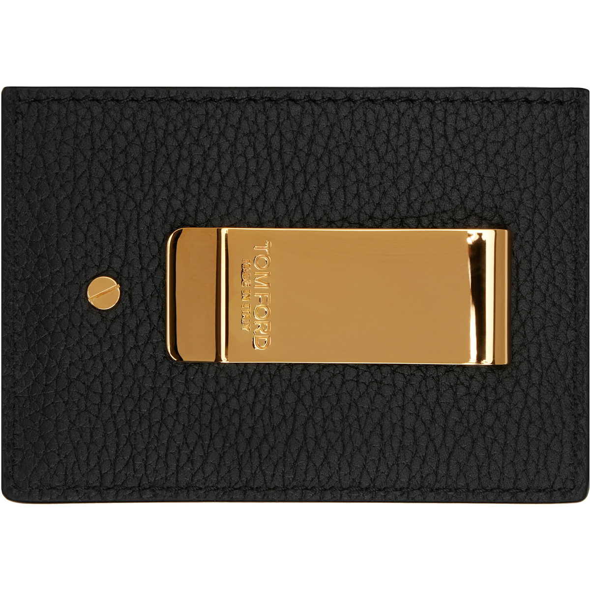 TOM FORD Black Soft Grain Leather Money Clip Card Holder