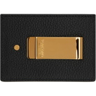 TOM FORD Black Soft Grain Leather Money Clip Card Holder