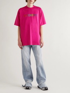 VETEMENTS - Oversized Crystal-Embellished Cotton-Jersey T-Shirt - Pink