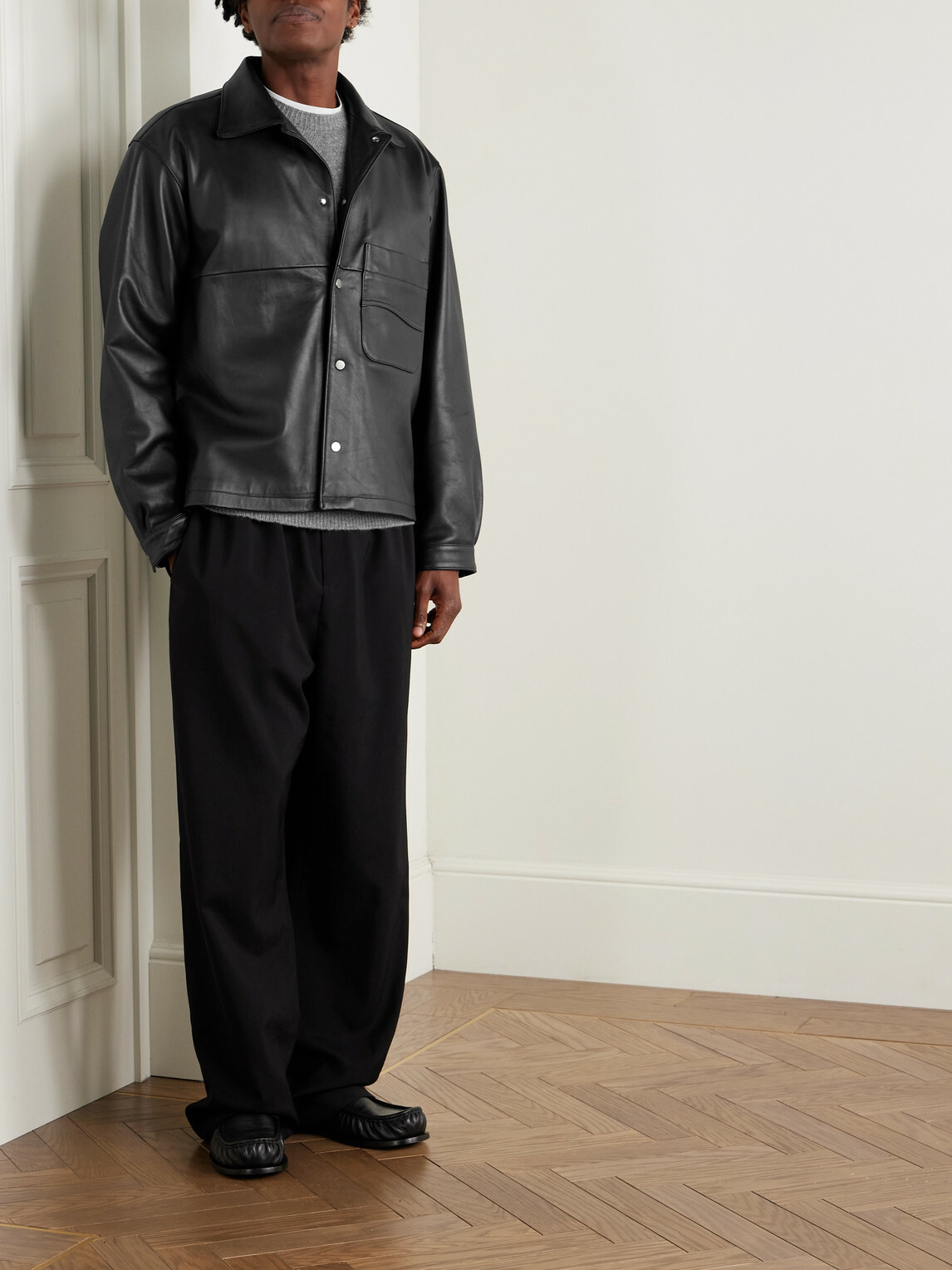 Stòffa - Wave Leather Jacket - Black