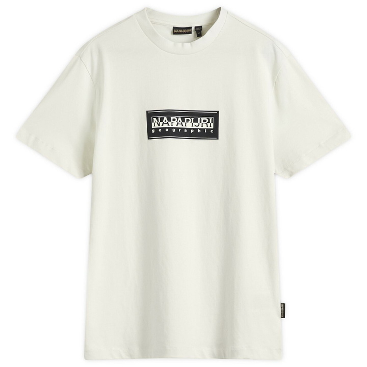 Photo: Napapijri Men's Box Logo T-Shirt in White Whisper
