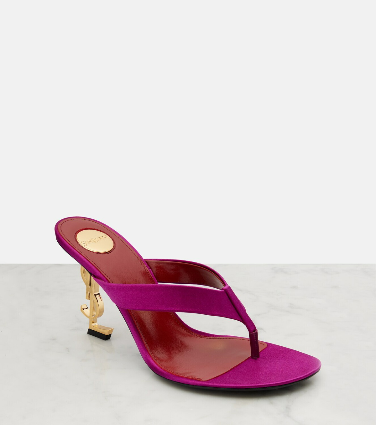 Saint Laurent Opyum 85 crêpe satin thong sandals