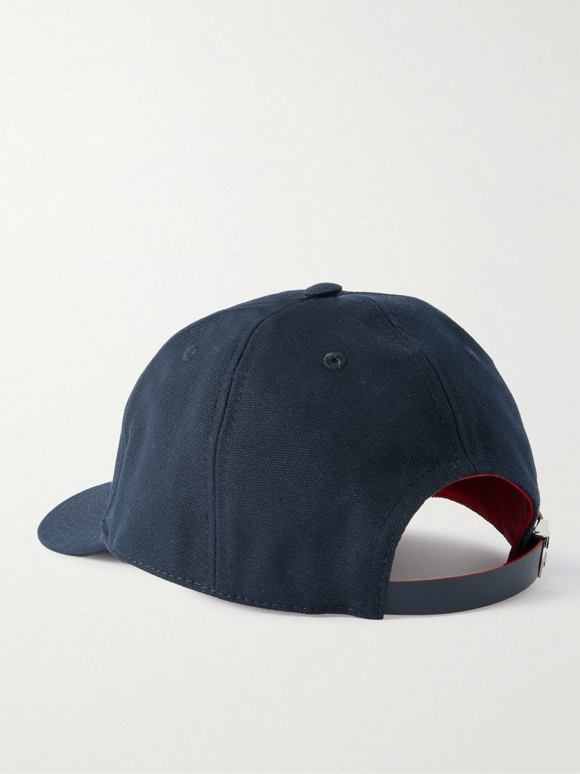 Christian Louboutin - Mooncrest Ivy Logo-Embroidered Leather-Trimmed Cotton-Canvas Cap - Blue