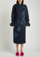 Erdem Floral-print Denim Coat Indigo
