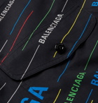 Balenciaga - Button-Down Collar Logo-Print Cotton-Poplin Shirt - Men - Black
