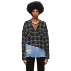 Greg Lauren Black and Blue 50/50 Plaid/Denim Studio Shirt