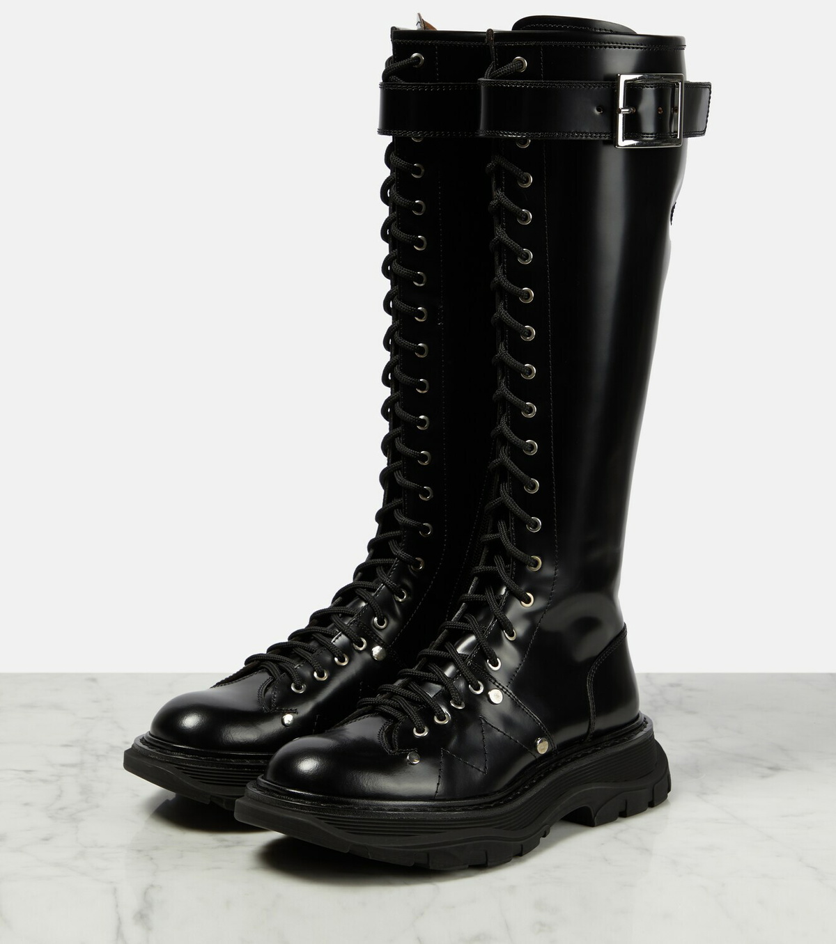 Alexander McQueen Leather knee high boots Alexander McQueen